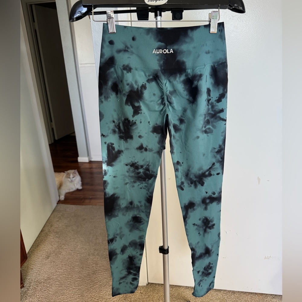 Aurola Dream Women's Tie-Dye Leggings - Black and Teal - L